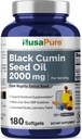 NusaPureブラックシードオイル2000mg/サービング - 180ソフトゲルキャップ(非GMO、グルテンフリー)冷間プレスニゲラサティバ
