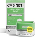 Cabinet: All Day Allergy Relief Cetirizine 10mg for Non-Drowsy Relief from Common Allergy Symptoms (Refillable Glass Jar)