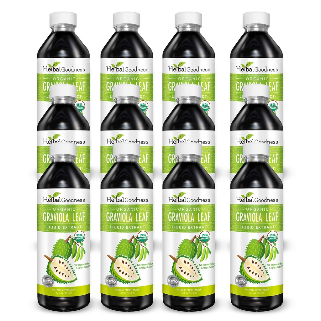 草のGoodnessのGranviolaの葉のエキス15X強さ-Soursop (Guanabana)は液体USDAの有機性非GMOのコザーの細胞サポート及び再生及び圧力救助のImmeのブースト12(12oz)のbtlsを残します