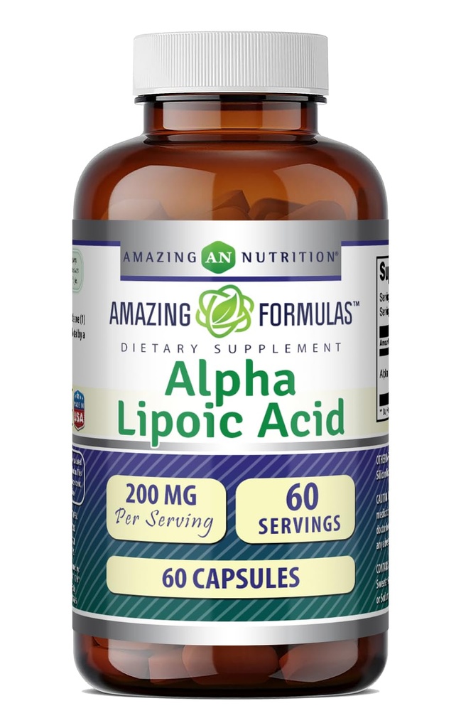 アメイジングフォーミュラアルファリポ酸 | 200Mg サプリメント | カプセル | ノンGMO | グルテンフリー | アメリカ製(1パック60個)