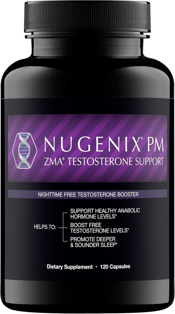 Nugenix PM ZMA - 夜間無料テストステロンブースターと睡眠サポート、120カウント