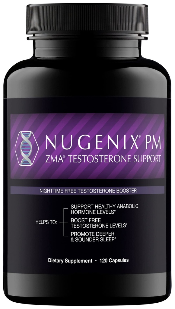 Nugenix PM ZMA - 夜間無料テストステロンブースターと睡眠サポート、120カウント