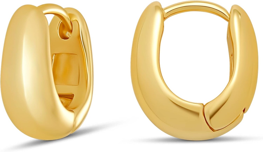 エッセンシャル14K金または純銀メッキ涙フーギーフープ12mm