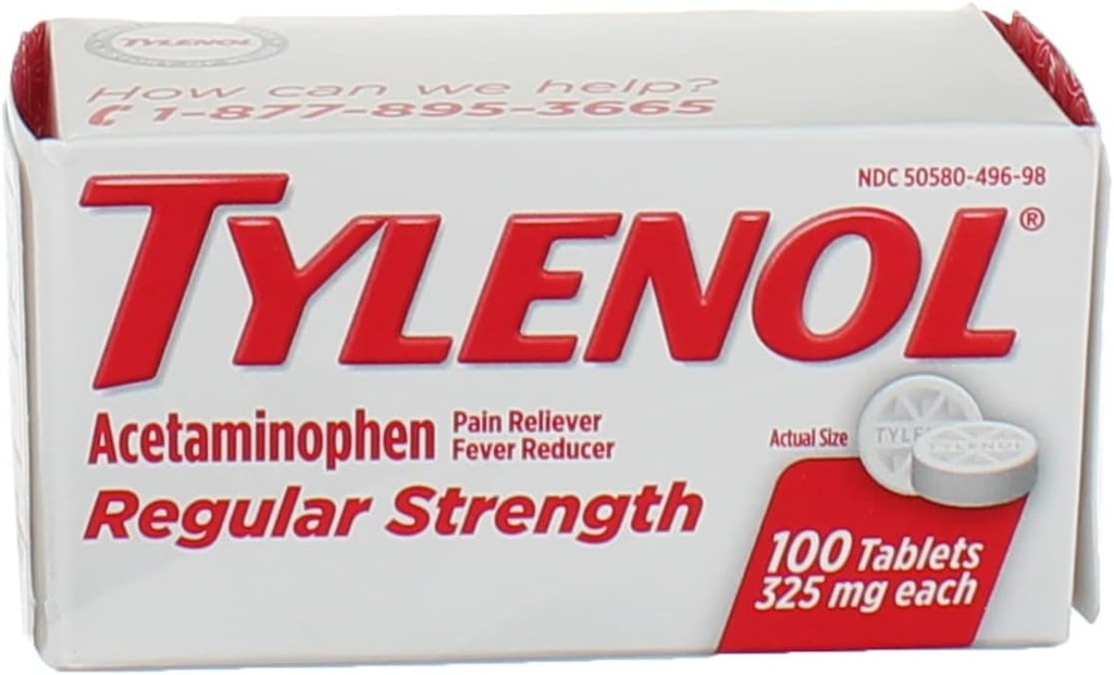 Tylenol Reg Strngth 100'S Size 100ct Tylenol 325 Mg Regular Strength Pain Reliever