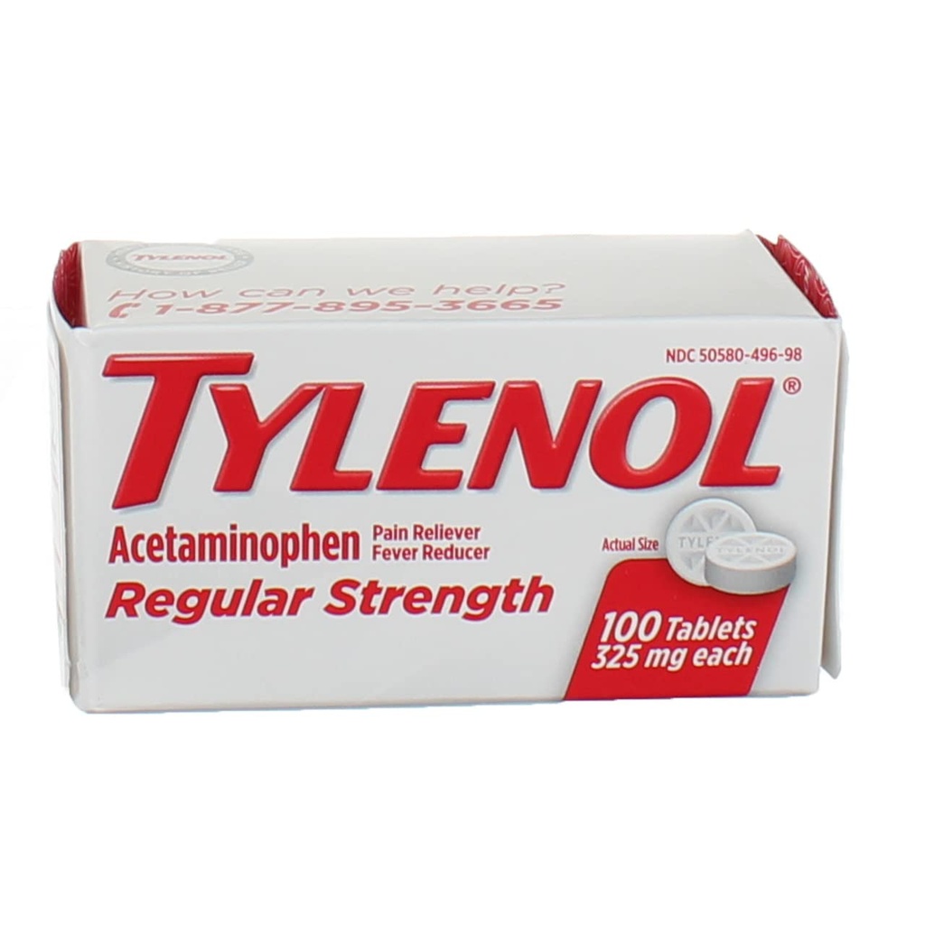 TylenolのRegの強さ100'Sのサイズ100ct Tylenol 325のMgの規則的な強さの苦痛Reliever