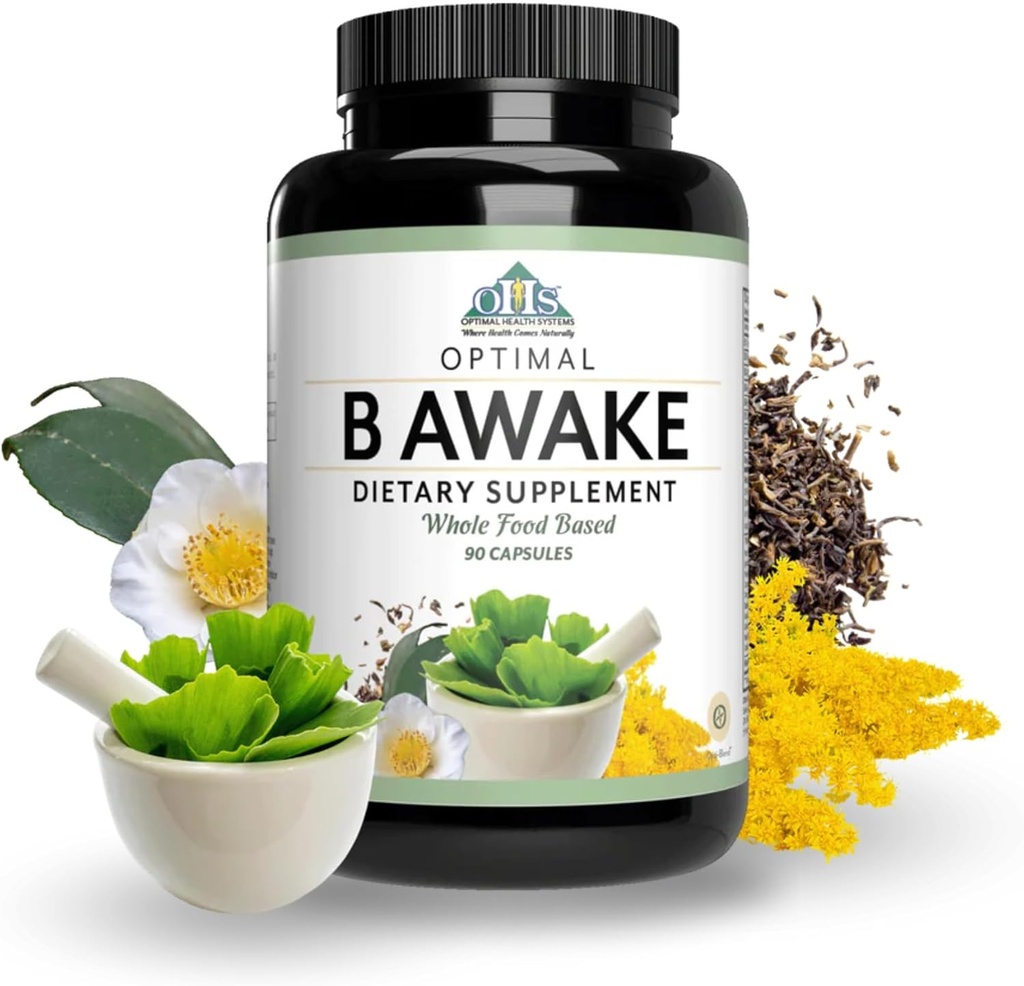 最適な健康システム B Awake | スーパービタミン・エナジーブレンド・全食品 + 酵素・吸着プロバイオティクス | 90カプセル