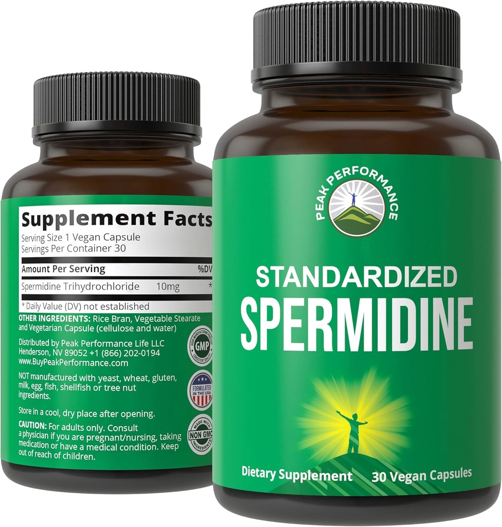 Spermidineの補足の99%のSpermidineのtrihydrochlorideに標準化される超高力。 小麦粉のガームのエキスより有効な。 健康な老化のためのビーガンカプセル, 長寿. 米国はサプリメントをテストしました
