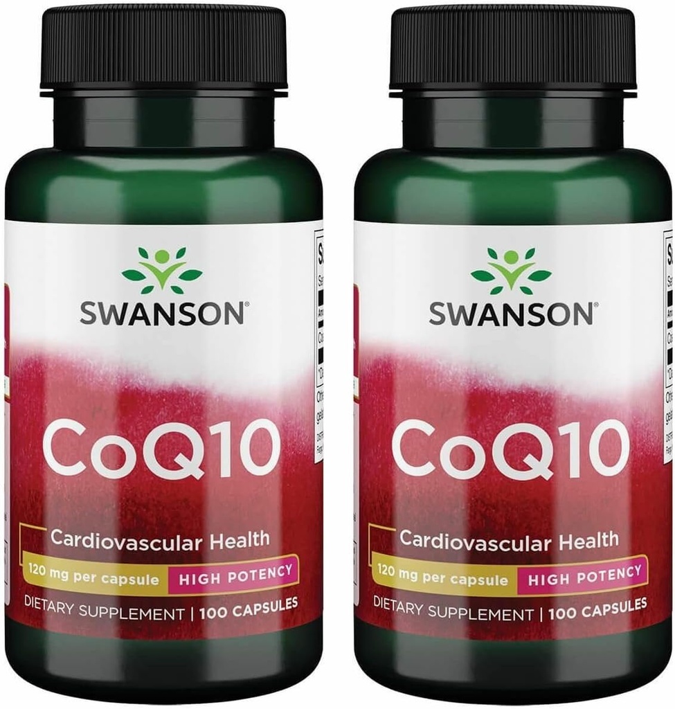 Swanson CoQ10 - 心臓の健康、エネルギーサポート、およびエイドの全体的な心臓血管系の健康を促進するのに役立ちます - Coenzyme Q10サプリメントを維持するのに役立ちます - (100カプセル、120mg各)(2パック)