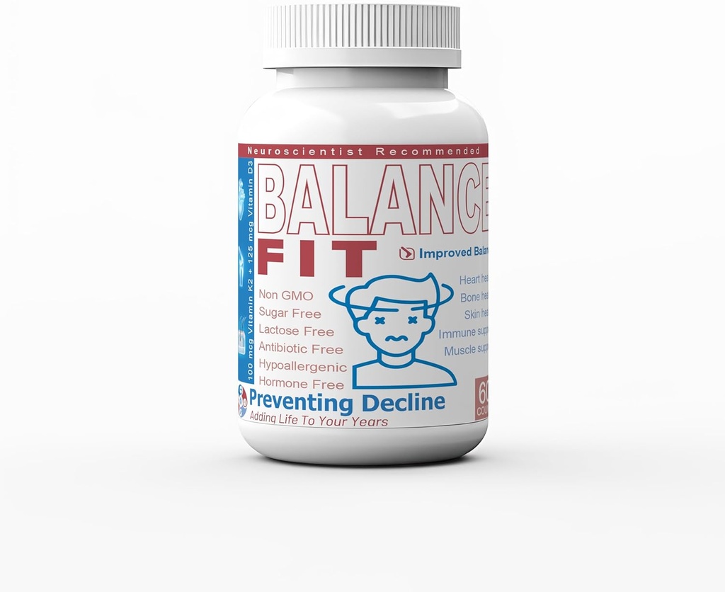 バランスフィット | 100mcg ビタミンK2 + ビタミンD3カプセル | バランスと平衡をサポート | 60カプセル