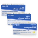 MAJOR 4 Mgのアレルギーのタブレット-Chlorpheniramineの4-Hourアレルギーの薬-Sneezing、Itchy水目の救助のためのAntihistamine、Itchyの喉およびRunnyの鼻- 100の計算(3のパック)