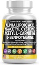 アルファLipoicの酸600mg Nアセチル Cysteine 600mgのアセチルLカルニチン500mg Benfotiamine 300mg - ビタミンB1 B6及びB12の女性そして人のためのNerveサポート補足-米国で作られる90帽子