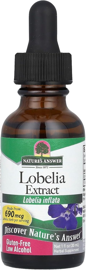 Nature?s Answer Lobelia Herb Lobelia Inflata - Natural Herbal Supplement - Gluten Alcohol-Free - Ideal for Immunity Overall Health Wellbeing ? 690mcg (1 FL Oz)