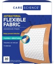 Care Science Fabric Adhesive Pad Bandages, 3x4 inches Extra Large Flexible Non-Stick Strip, Helps Prevent Infection, Breathable Protection, for First Aid & Wound Care, 30 Count