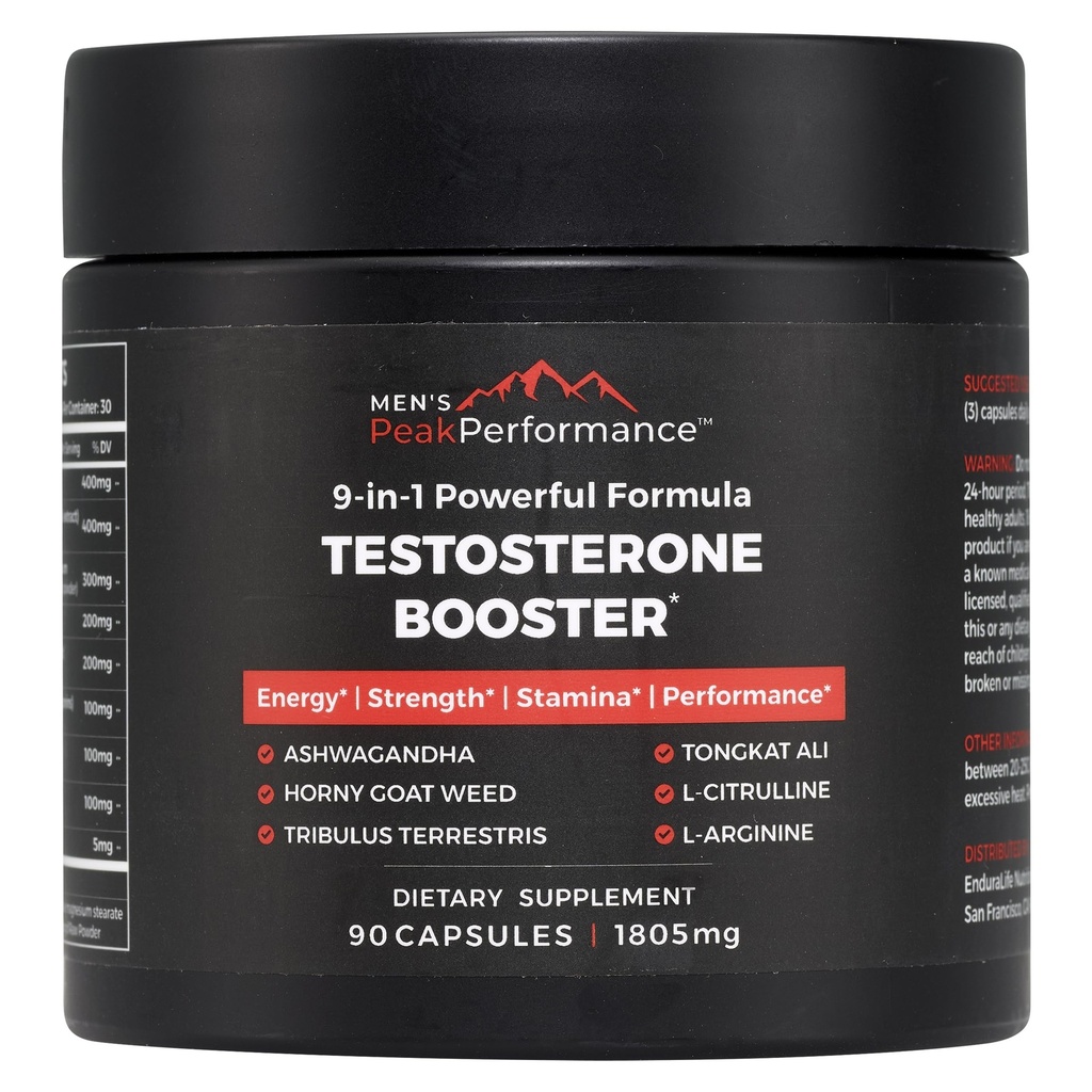 MEN'S PeakPerformance - 男性のためのテストステロンブースターサプリメント - ブーストスタミナ、筋肉の成長、エネルギー、強さ、持久力&ドライブ - Ashwagandha、Tribulus、L-Arginine、Tongkat Ali- 90カプセル