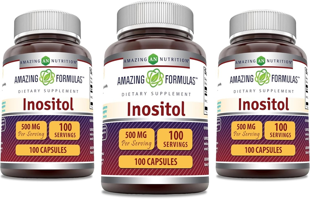 アメイジングフォーミュライノシトール500 Mg | カプセルサプリメント | 非GMO | グルテンフリー | アメリカ製(3個入り | 100個入り)