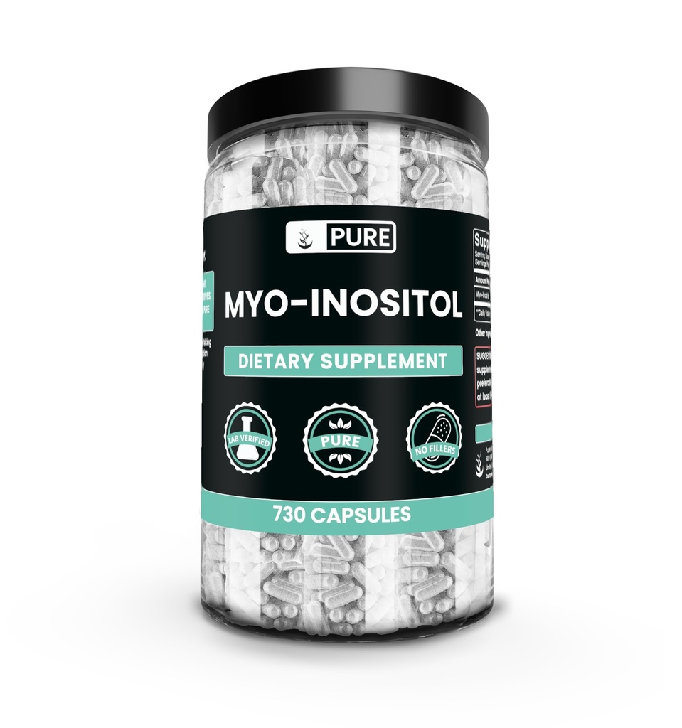 純粋な元の原料のMyo-Inositol (730のカプセル)マグネシウムか米の注入口無し、常に純粋、実験室は確認しました