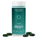 Iwi Omega-3, 30 Softgels (30 サービング), ビーガン植物ベースの藻オメガ 3 とEPA + DHA, 全身ボディサポート 栄養補助食品, キル & 魚油代替, 魚介類の後味なし