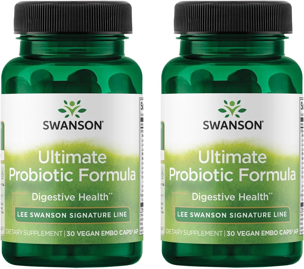Swanson Ultimate Probioticフォーミュラ消化の健康免疫システムサポート66 Billion CFUプレバイオティックNutraFlora scFOS 30 DRcaps Veggieカプセル(キャップ)(2パック)