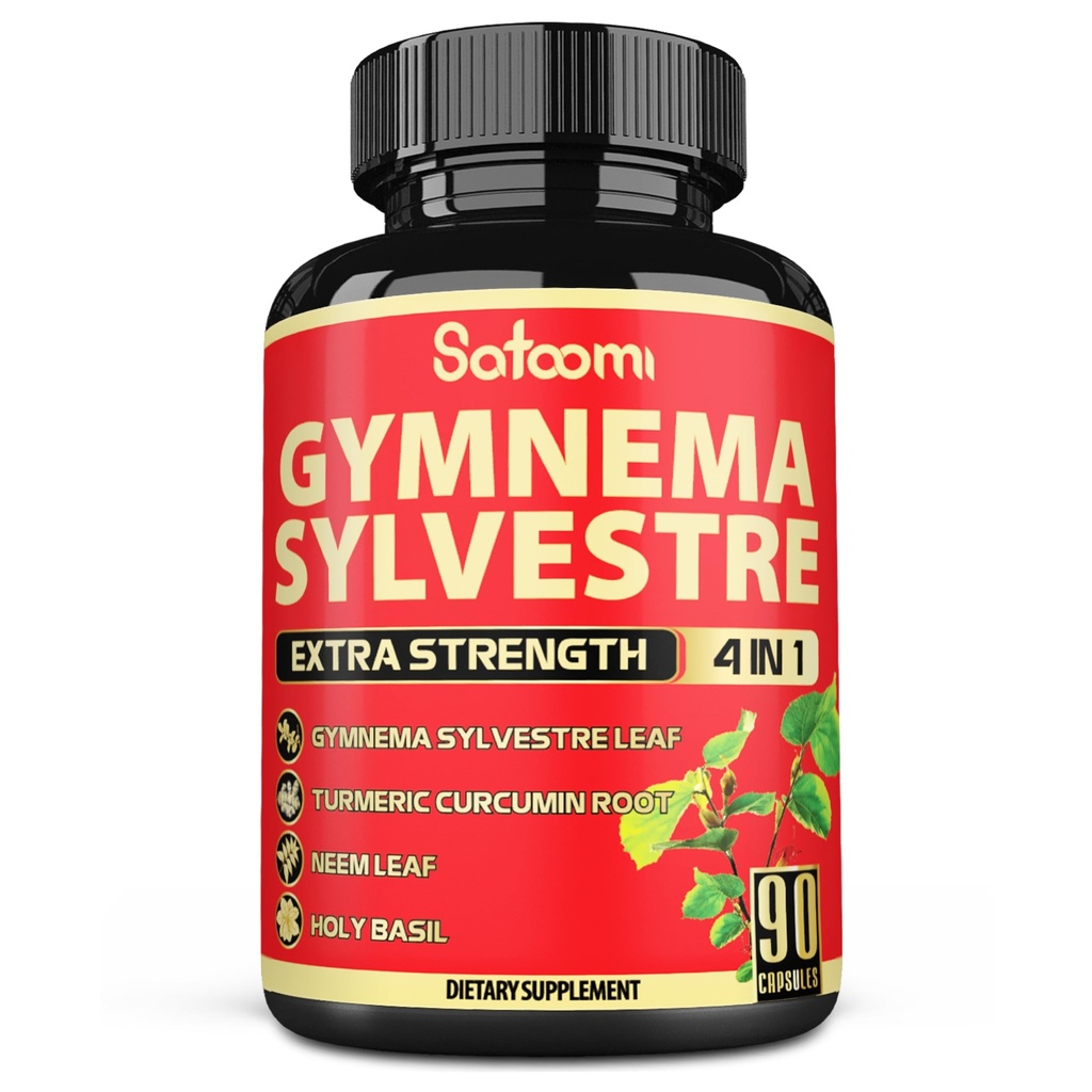 Satoomi 純粋な Gymnema Sylvestre カプセル エキス - 90 カプセル 3 ヶ月 - Neem 葉、聖バジル ・ ターメリック クルクミン ルートと組み合わせて