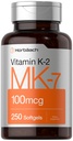 ホルバハチビタミンK2 MK7 100mcg | 250 Softgels | 非GMO、グルテンフリーサプリメント