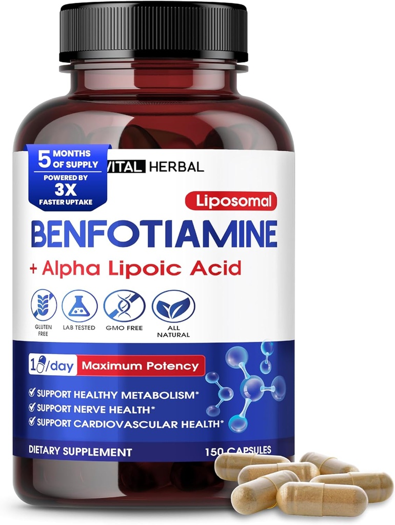アルファリポ酸のVITALのHERBAL Liposomal Benfotiamine - 最高の効力サポート健康なMetabolism - 米国製