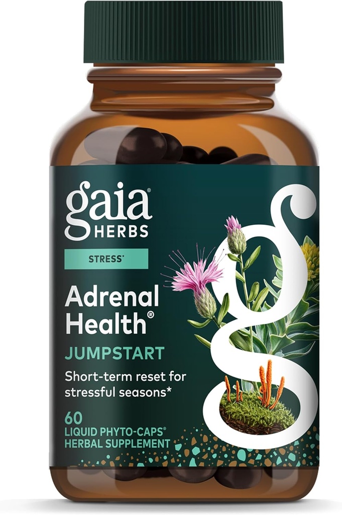 Gaia Herbs Jump Start - Helps Sustain Healthy Energy and Stress Levels - with Cordyceps, Schisandra, Rhodiola, and Licorice - 60 Vegan Liquid Phyto-Capsules (30-Day Supply)