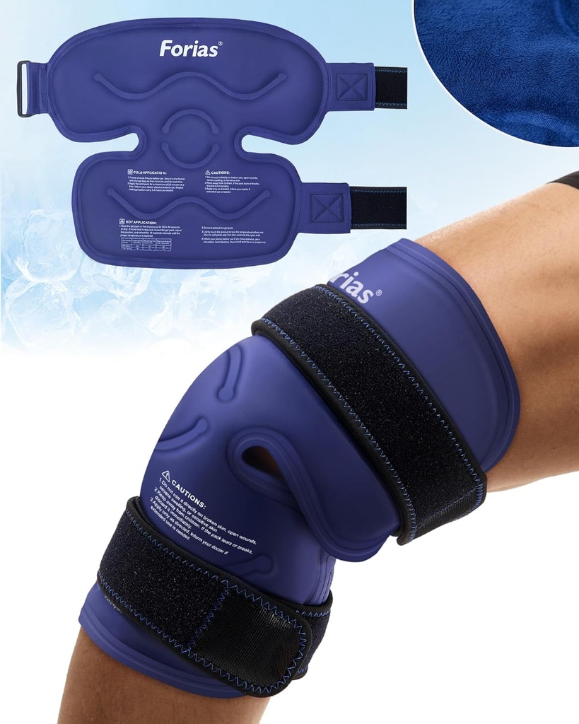 Forias 14.4" Ice Pack for Knee Pain Relief, Reusable Gel Ice Pack Wrap for Injuries, Knee Replacement Surgery, Swelling, Arthritis, Meniscus Tear, and ACL, Blue