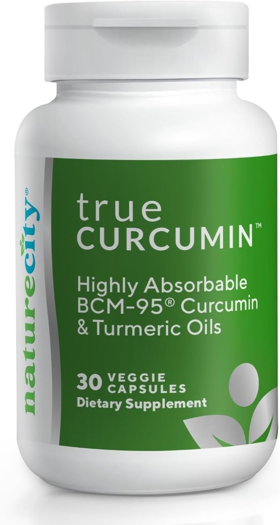 NatureCity True-Curcumin Turmeric Supplement | 非GMO Tumeric および Curcumin 500mg Curcuma カプセル ビタミンサプリメント | 吸収量で最大 700% 増加(30 日供給) | サポートジョイント