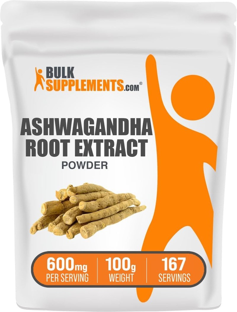 BulkSupplements.com Ashwagandhaの根のエキスの粉 - Ashwagandhaの補足、草の補足 - 完全菜食主義者の及びグルテンフリーの600mg/サービング、100g (3.5 oz)の(パッケージ1)
