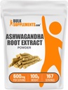 BulkSupplements.com Ashwagandhaの根のエキスの粉 - Ashwagandhaの補足、草の補足 - 完全菜食主義者の及びグルテンフリーの600mg/サービング、100g (3.5 oz)の(パッケージ1)