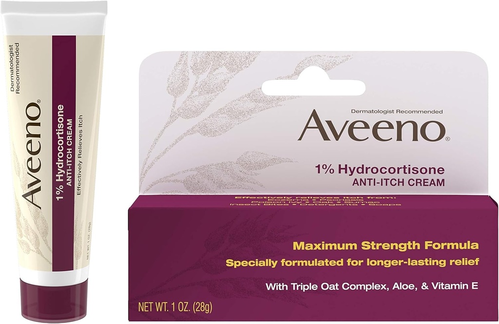 Aveeno 1% Hydrocortisoneの反イッチのクリーム、最高の強さ