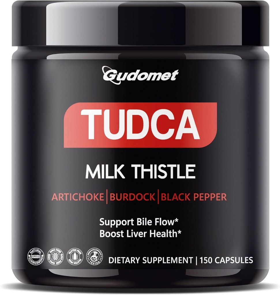 プレミアムTUDCA、アーティチョーク、バードック&ブラックペッパー - ベールフローと肝臓の健康をサポート -150カプセル - アメリカ製