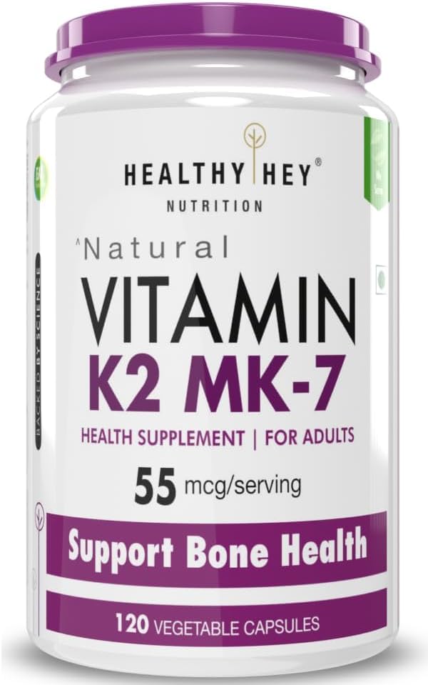 一般的なATSビタミンK2 | 骨の健康で100%ベジタリアンビタミンK2のメリット - 55mcg - 120ビタミンK27カプセル