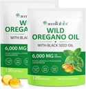 Oregano Softgelsのオイル6000mg 2のパック、黒い種のオイル120の計算、Oreganoオイルのカプセルの有機性、Oregano Softgelsのグルテンフリーオイル、非GMO及び免疫サポート