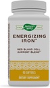 Nature's Way Energizing Iron - Red Blood Cell Support* - 8 mg Iron、Cyanocobalamin -200 mcg、Cyanocobalamin & Vitamin B12 / 2-Softgel サービング - Gluten Free - 90 Softgels