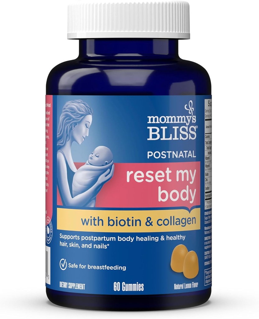 Mommy's Bliss Postnatal Support Energy & Recovery Gummies with Biotin & Collagen: Healing & Joint Health, Hair, Skin & Nails Vitamin, Gluten Free, 60 Gummies (30 サービング)