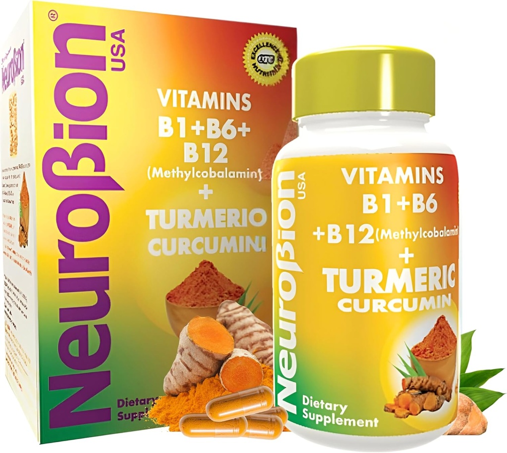 Neurobionの酸化防止サポートのためのTurmeric Curcumin 650のmgの草の補足、B12、40のカプセルが付いている高い吸収の超電化の補足のMultivitaminsのコンプレックス