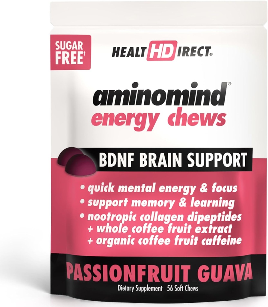 HEALTH DIRECT - アミノマインドエネルギー咀嚼 - パッションフルーツガヴァ - 56 Chews - 最適認知機能