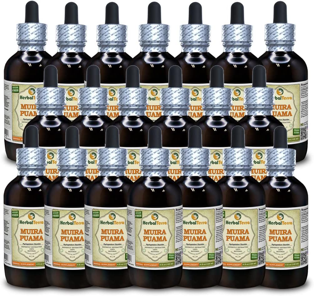 Muira Puama (Ptychopetalum Olacoides) チンキ、有機性液体のエキス(ブランド名:HerbalTerra、Proudly米国製) 20x4 fl.oz (20x120 ml)
