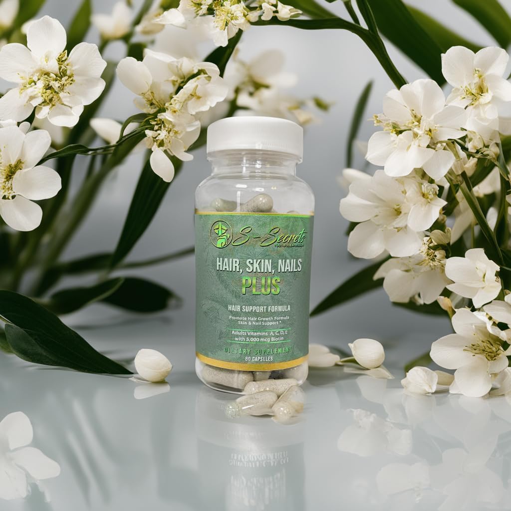 S-Secrets Hair, Skin & Nails Vitamin - Non-GMO Multivitamin for Hair, Skin & Nails   バイオチン 5,000 mcg per サービング | 30日供給 (60カプセル)