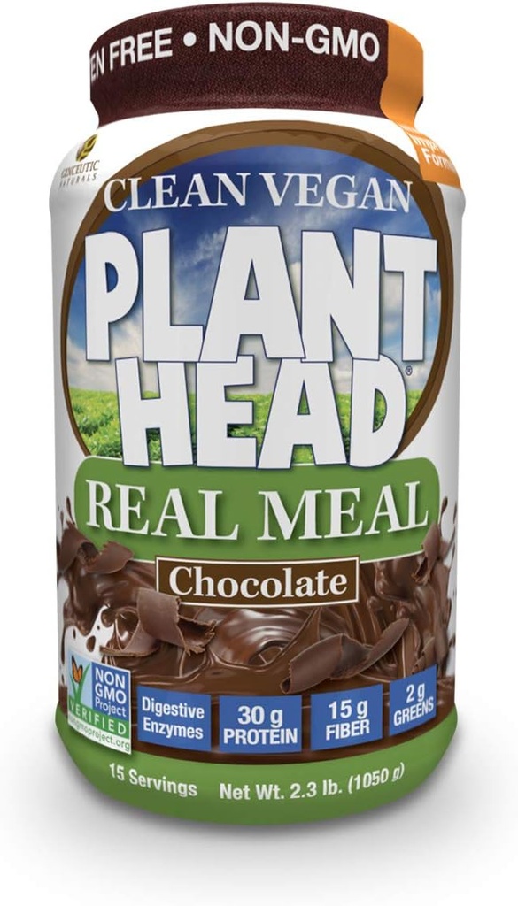 Genceutic Naturals Plant Head Real Meal Dietary Supplement, Chocolate, 2.3 Pound