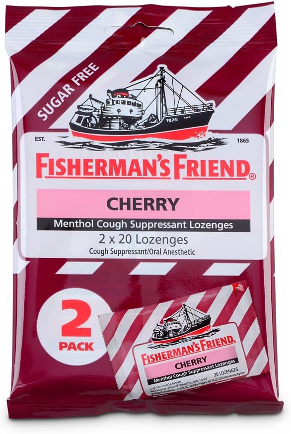 フィッシャーマンの友人、咳の抑制剤およびソアの喉のLozenges、チェリーの砂糖の自由なメントールの味、40の計算による咳の低下