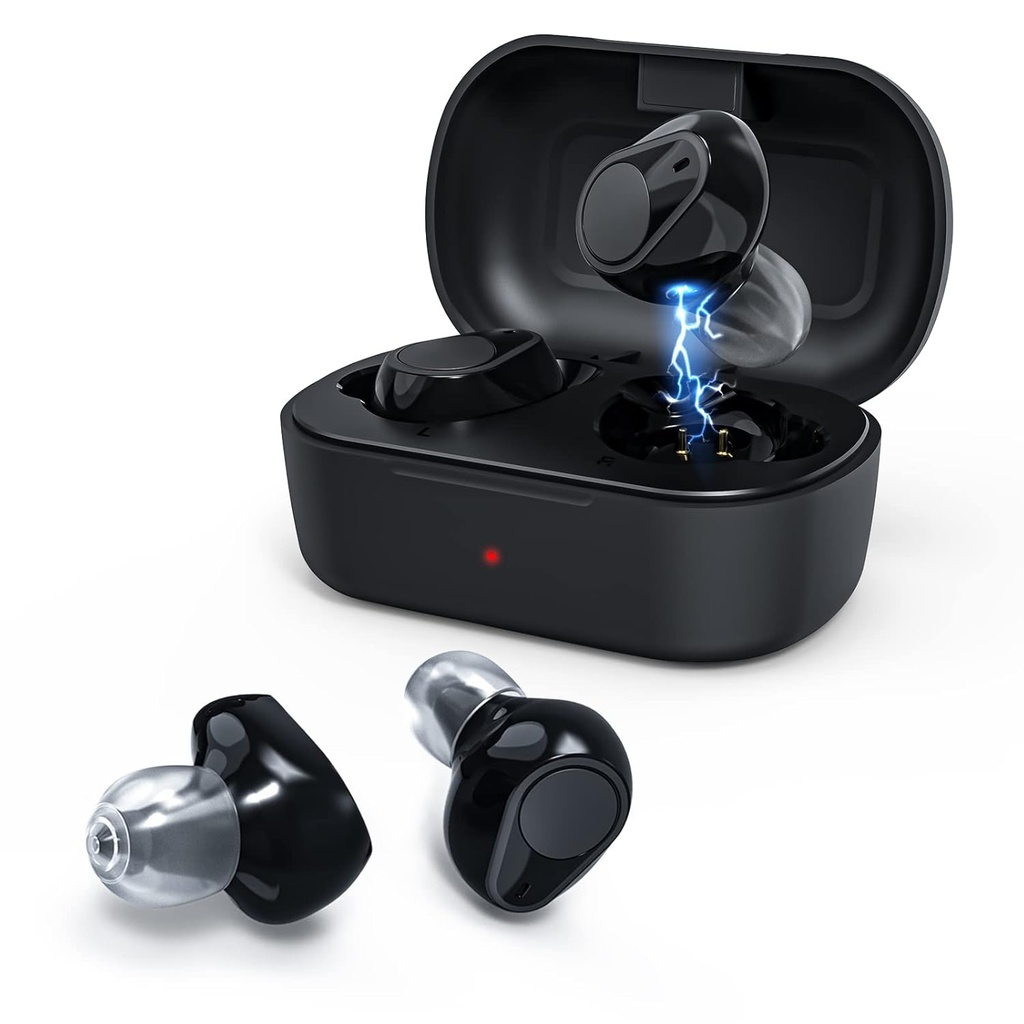 ノイズキャンセリング、充電ボックス、見えないポータブル、ペアを備えたシニアのためのデジタル補聴器