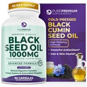 ピュアプレミアムブラックシードオイル500mg - 有機ニゲラサティバ種子、コールドプレスブラックカミンオイルエキス - メンズ/女性用サプリメント90カプセルのパック