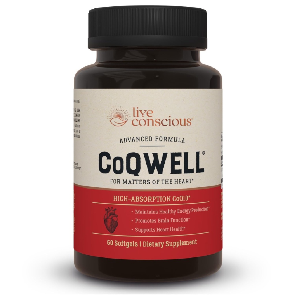 ライブコンシャスCoQWell - CoQ10ハート、脳、および血管の健康サポート、Coenzyme Q10 Ubiquinone - 60ソフトゲル - 60日の供給