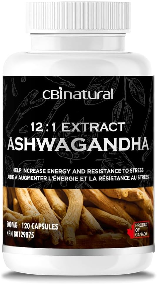 CBInatural Ashwagandha 12:1 エキス500mg (6000 mg相当) – エネルギー, 死亡率 & 男性ウェルネスサポート – 120 ビーガンカプセル, 4-ヶ月の供給