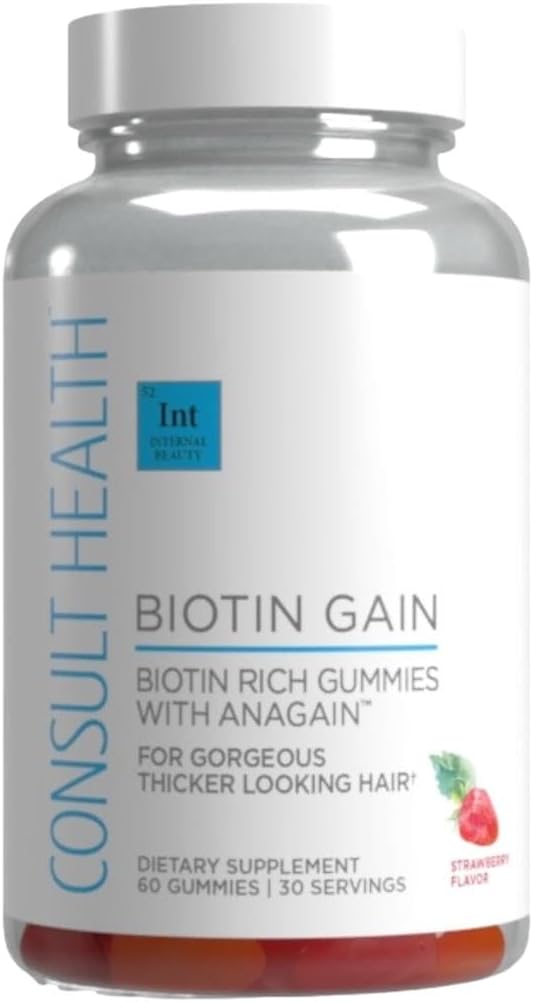 ANAGAINと健康BIOTIN GAINグミ - 脱毛を抑える - 臨床的にテスト - 10,000 mcgバイオチンビタミンB7は、女性と男性のための健康な髪の成長、皮膚と爪をサポート - 60カウント