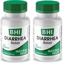 BHI Diarrhea Relief Fast-Acting Natural Remedy for Mild Diarrhea - 8 Soothing Homeopathic Actives Help Calm Stomach Ache, Gas & Cramps for Women & Men - 100 Tablets (Pack of 2)