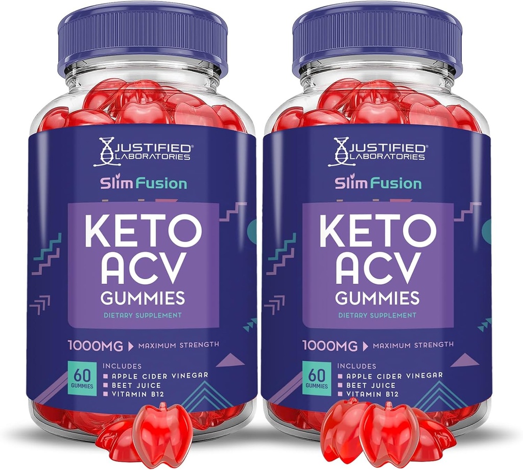 (2パック) スリムフュージョン Keto ACV Gummies アドバンスト1000MG スリムフュージョン Keto Gummies フォーミュラ Apple Cider Vinegar フォーミュラ Pomegranate Beet Juice Powder B12 ビーガン非GMO 120 Gummys