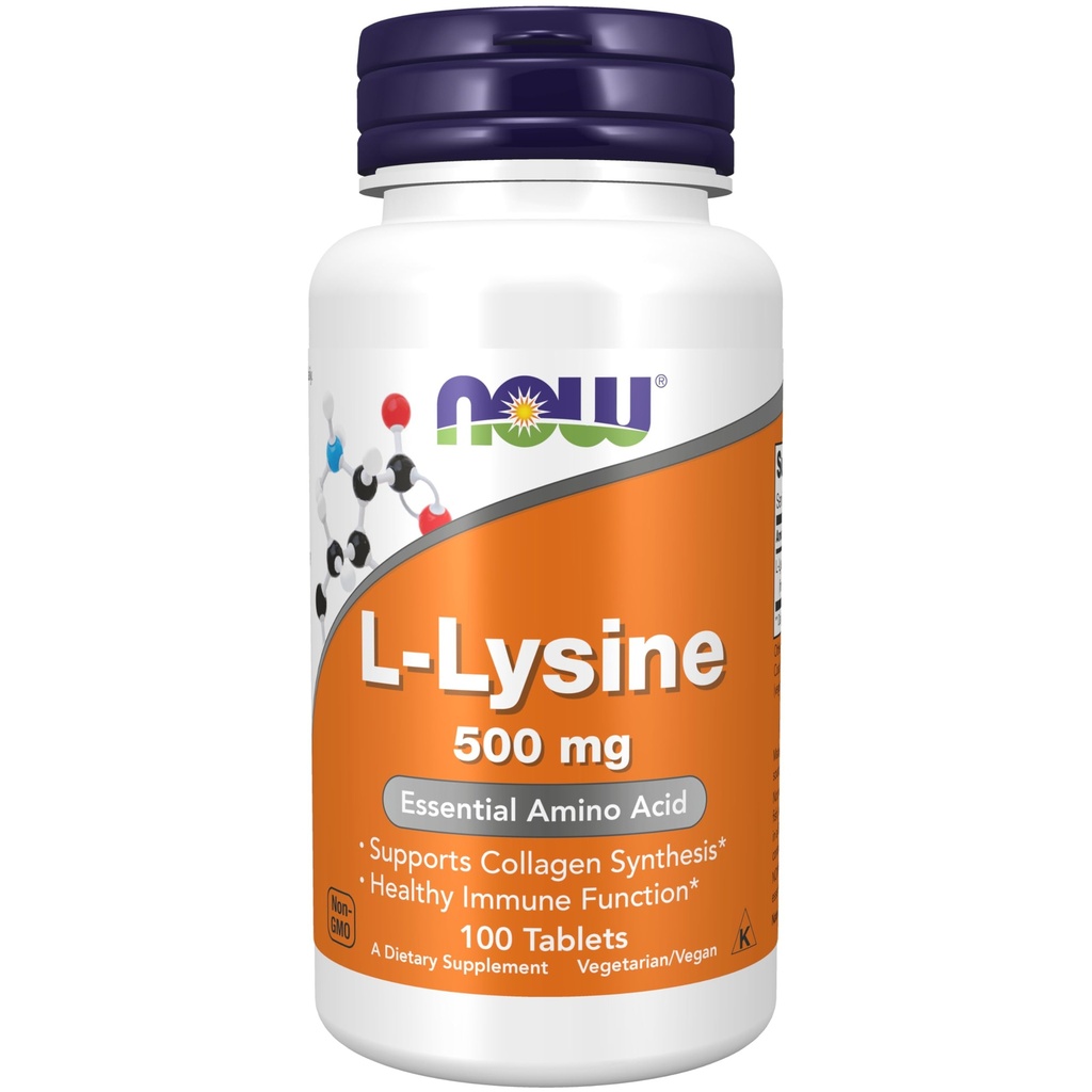 NOWの食糧補足、L-Lysine (L-Lysineの塩酸塩) 500のmg、アミノ酸、100の計算(パッケージ1)